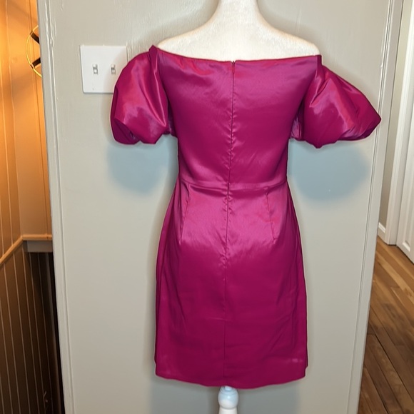 Tadashi Shoji Sho Sofie Off-shoulder Puff-sleeve Taffeta Dress New Size Medium - Picture 7 of 13